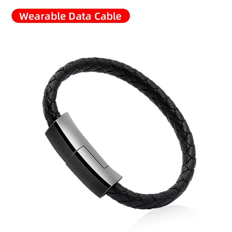 Type-C / Lightning / Micro USB přenosný kožený náramek nabíječka datový nabíjecí kabel synchronizační linka pro iPhone ipad Samsung Huawei Xiaomi Redmi oppo vivo