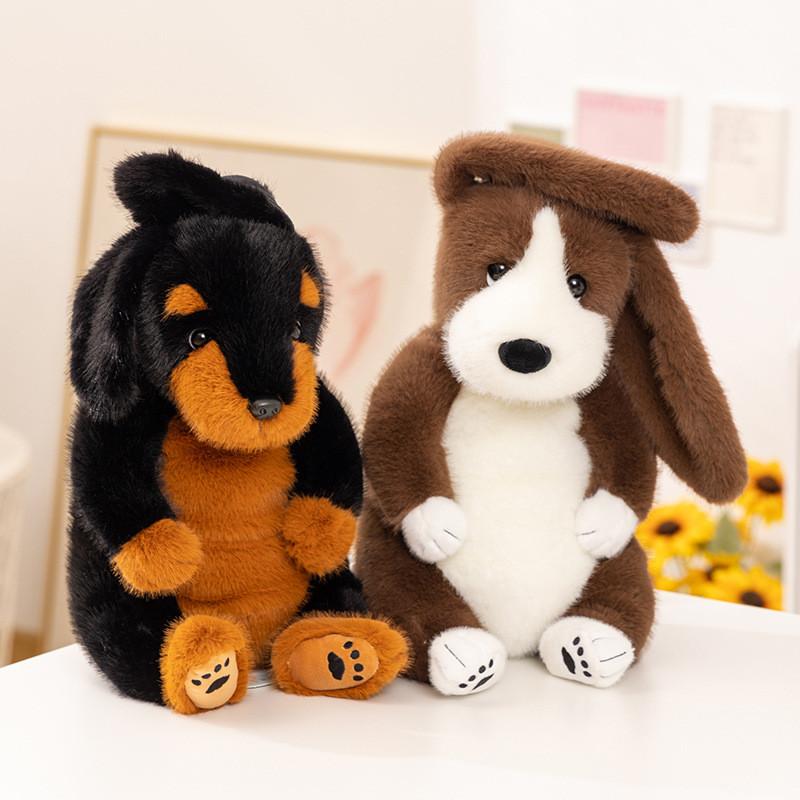 Dog Realistic Plush Toys Featuring Rottweiler And Basset Hound Styles For Gift
