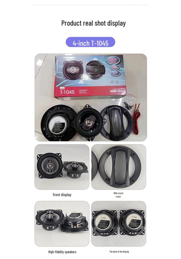 Full-Range Coaxial Car Audio Speaker Set with Tweeter and Subwoofer
