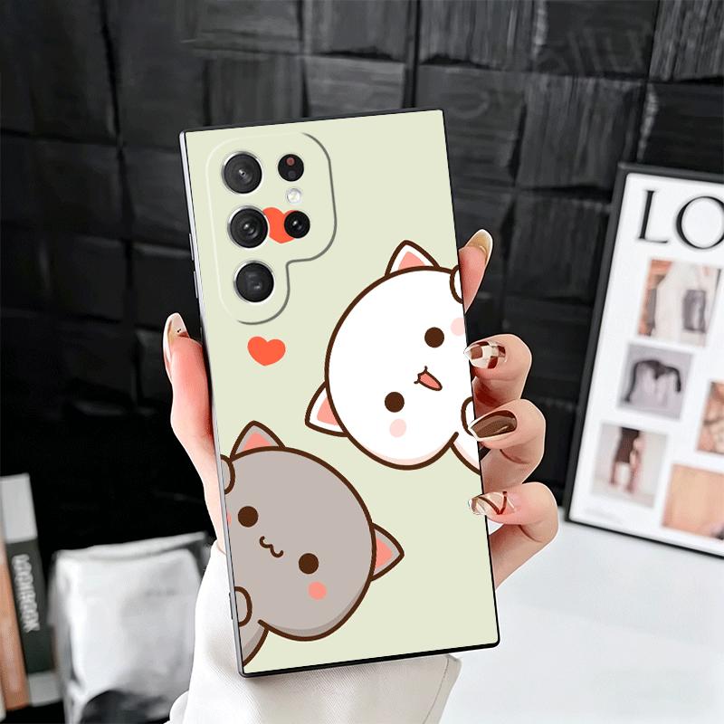 Cartoon Cute Peach Goma Soft Phone Case for Samsung Galaxy S26 S25 Edge S24 Ultra S23 Plus S22 S21 FE S20 Black Cover Back Shell