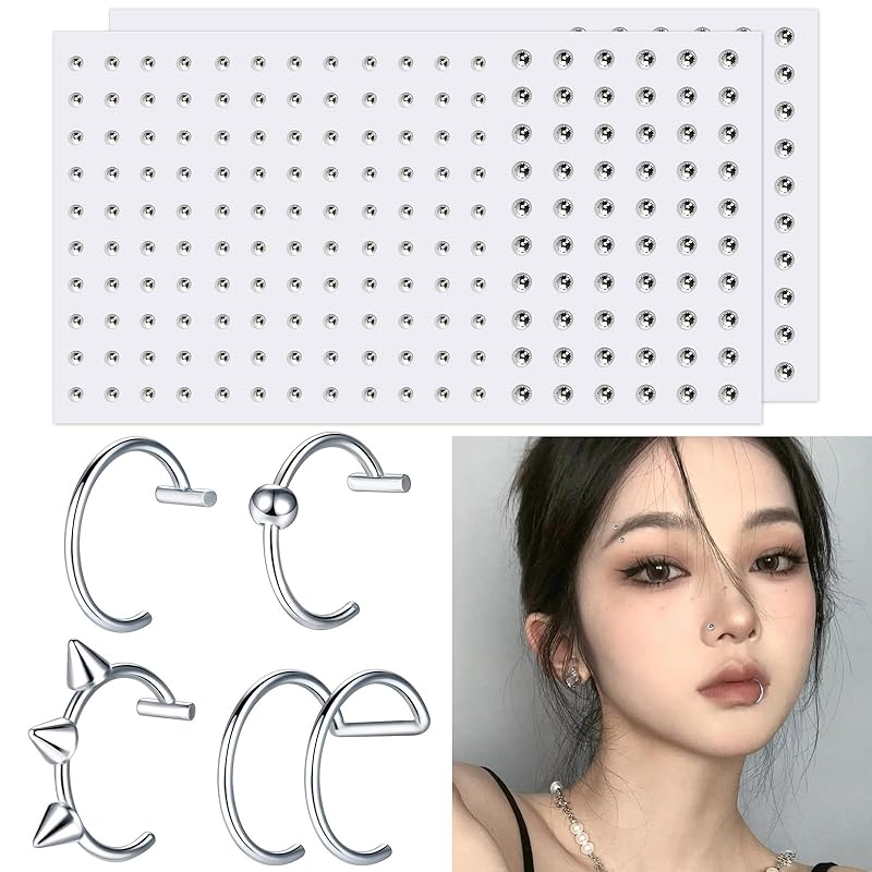 

[Neiang] earrings to stick on seal fake earrings nose piercing fake mouth piercing seal face
