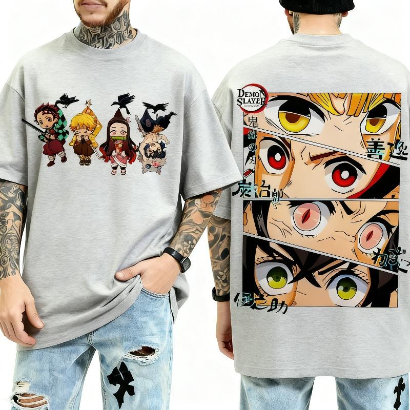 Demon Slayer Anime Printed Super Large Mens SpringSummer New Product Casual Fashion Unisex Tshirt
