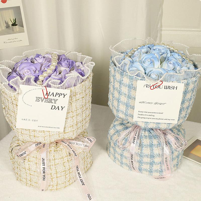 19 fejes mű rózsacsokor Valentin-napi ajándék művirág rózsa szappan csokor esküvőre, születésnapi partira DIY ajándék