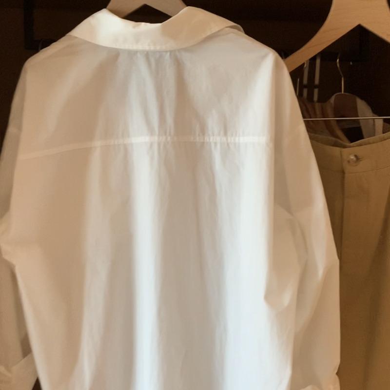Spring and Summer Solid Casual White Shirt Women Fashion Long Sleeve Simple Loose Blouse Women Button Up Turn Down Collar Office Lady Shirts Top 25664