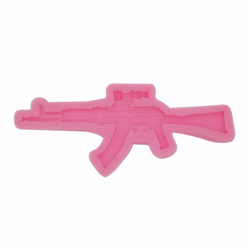 Embossed 3D Gun Shape Silicone Biscuit Chocolate Mold Pistol Toy Pastry Epoxy Resin Mold Kitchen for Cake DIY Baking Accessories