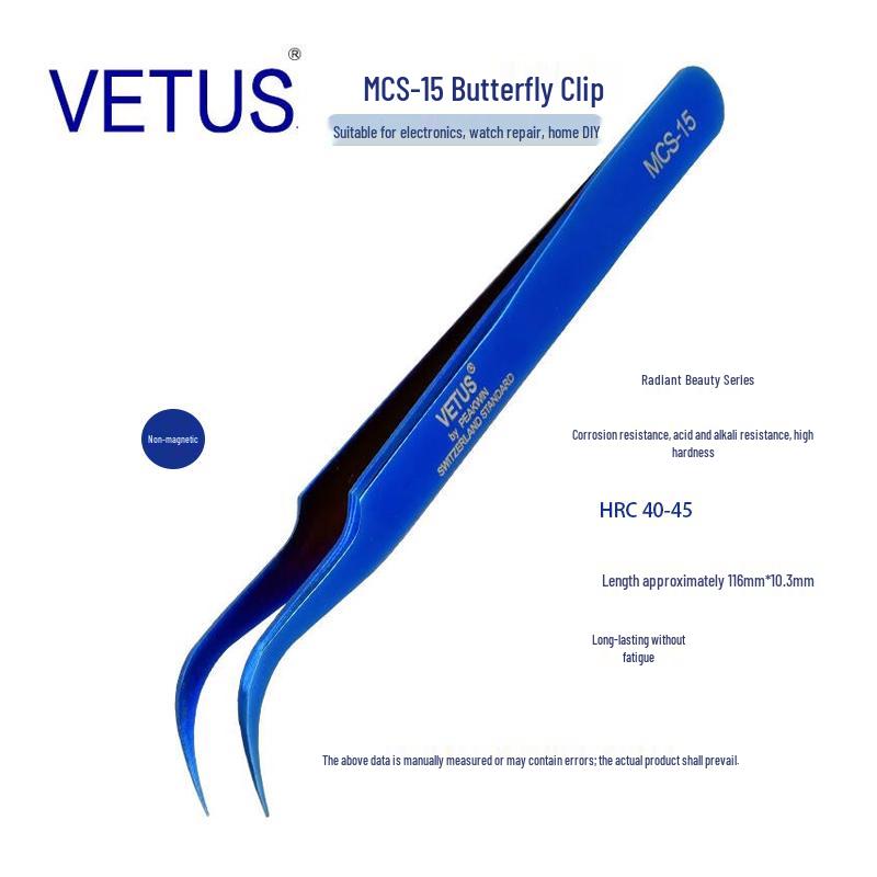 VETUS MCS-15 Dream Blue Precision Makeup Tweezers: High-Quality Stainless Steel, Acid & Corrosion Resistant.
