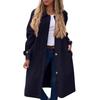 Women's Casual Fashion Solid Color Coat Lapel Long Sleeved Suit Collar Button Down Woolen Jacket