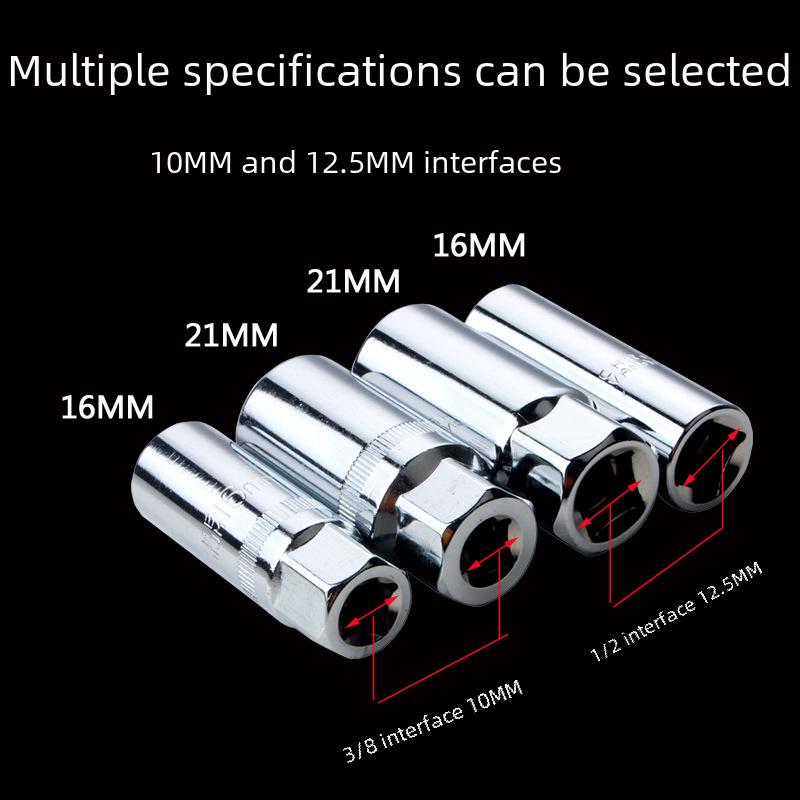 Hexagonal Spark Plug Socket Wrench Set, 16mm & 21mm Extended Removal Tool