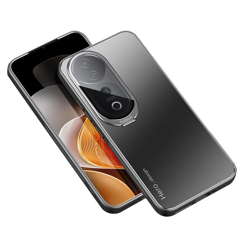 

For vivo S19 Pro 5G Case with Lens Kickstand Shockproof PC+TPU Phone Cover Black