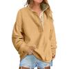 Women's Fashion Long Sleeve Solid Color Pullover Sweatshirt Casual Loose Button Sweatshirt