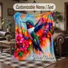 Hummingbird Fantasy Tapestry Theme Throw Blanket Custom Name Text Personalized Blanket Soft Cozy Blanket for Home Sofa Bed