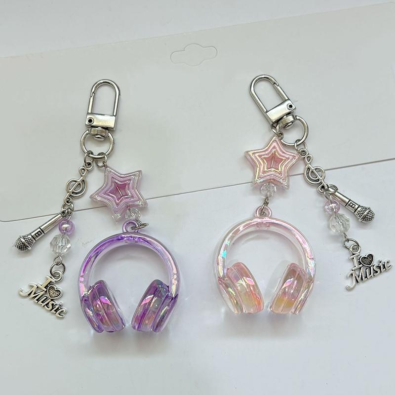 1PC Bag Charms Cute Ornament Y2K Bag Pendants DIY Accessories 3D Earphone Shape Candy Color Keychains Creative Multicolor