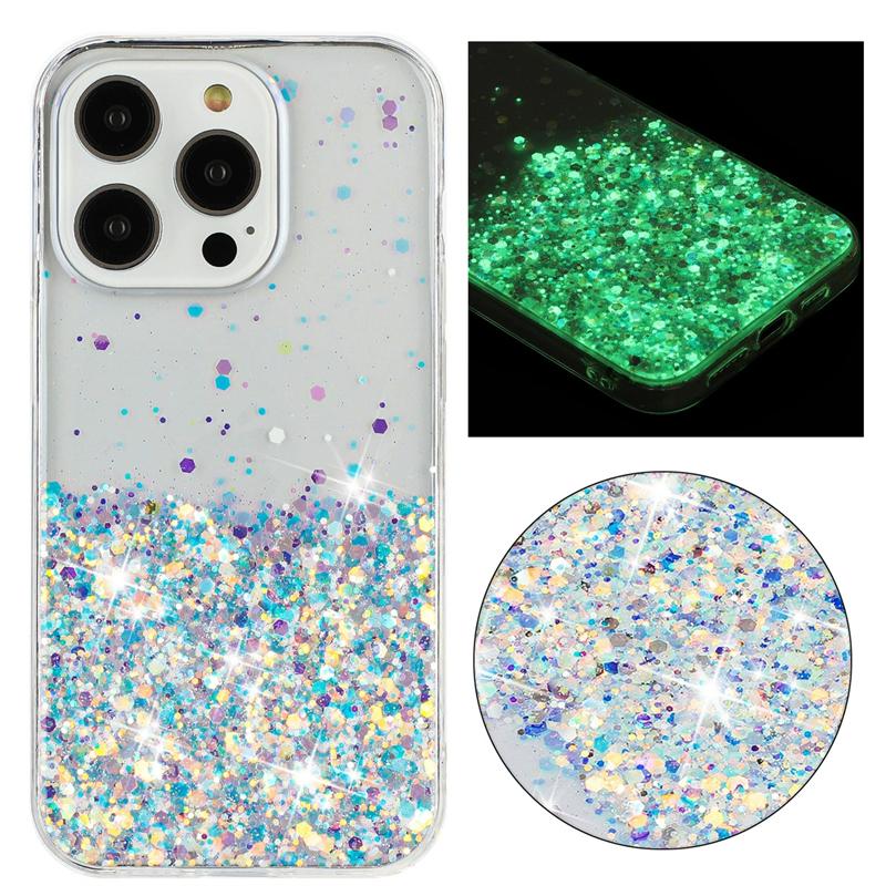 Glitzernde Nacht leuchtende TPU-Hülle für iPhone Air 17 16 15 13 12 11 Pro Max 14 Plus 17Pro 16Pro I Phone Flüssiger Treibsand Deckel
