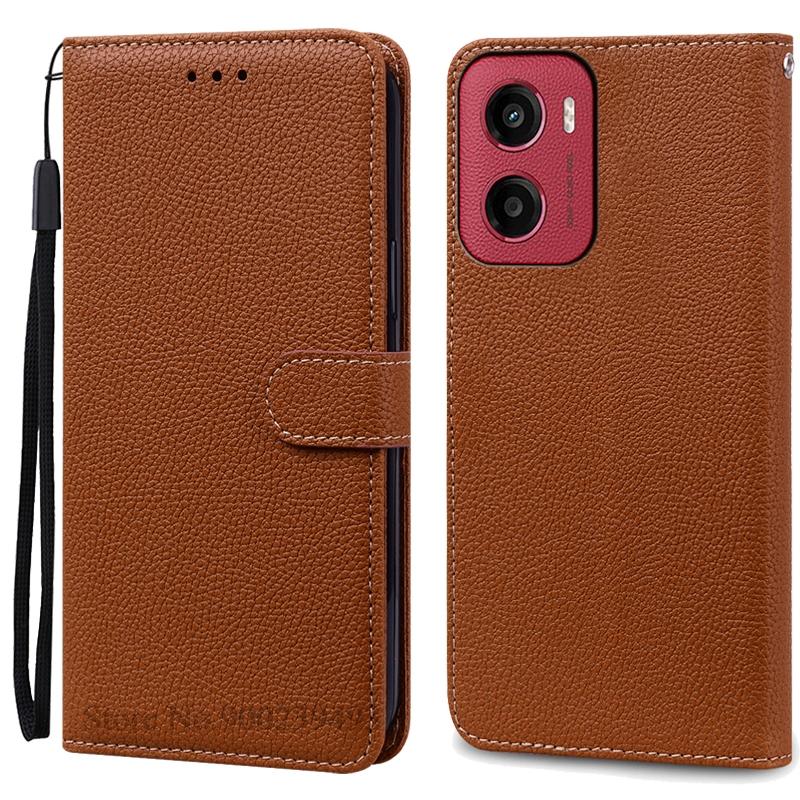 E15 Etui For Motorola E15 Etui Lommebok Lær Flip Cover For Moto E15 Telefonetui Støtsikkert Bokdeksel Coque Fundas Capa
