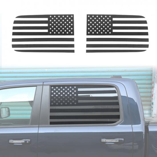 2018+ Dodge Ram 1500 Rear Window Sides Trim Stickers US Flag | 2pcs | Carbon Fiber | Painted | Easy tallation