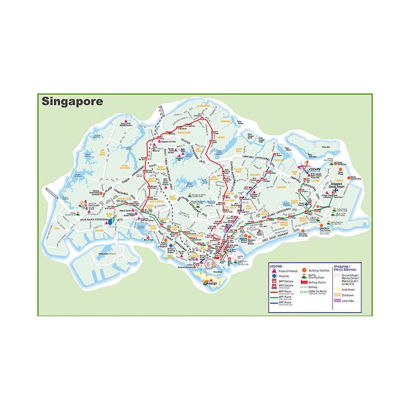 Mappa di Singapore Mappa Stradale Mappa del Terreno Cittadino e del Porto Articoli da Viaggio Poster Decorazioni Immagini Arredamento per la Casa Educazione Culturale