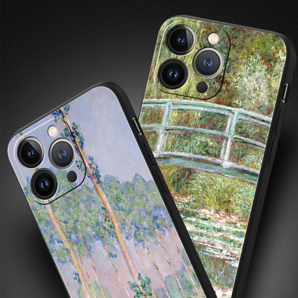 Claude Monet Impressionism Painter For iPhone 11 12 13 15 16 14 Pro Max Phone Case X XR XS 7 8 Plus SE Luxury Cover Funda