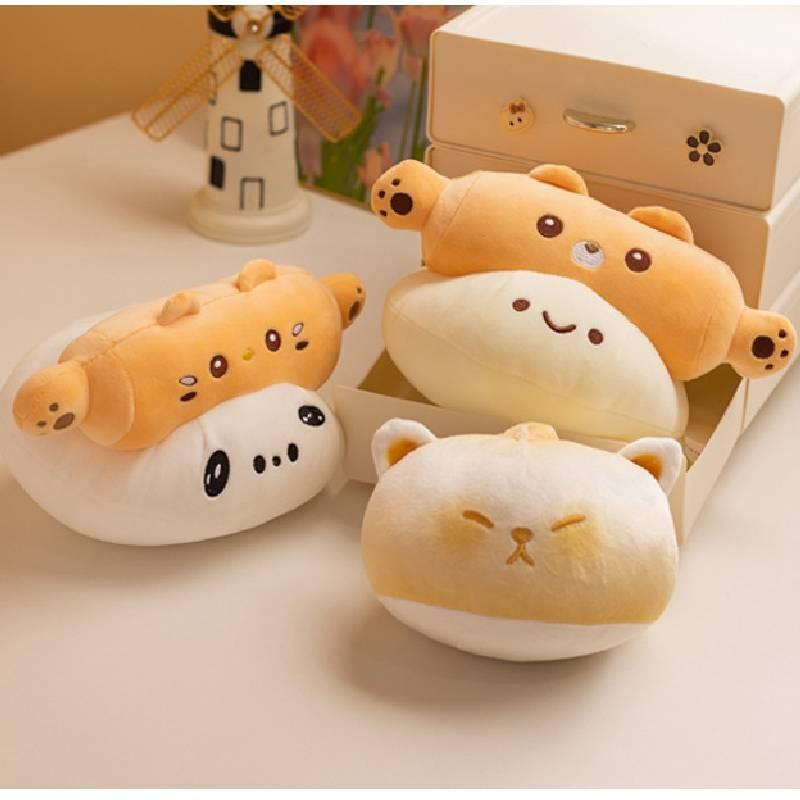 Cartoon Roll Dough Milk Yellow Cat Plush Toy Girl Children Tabletop Decoration