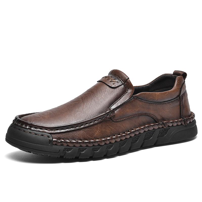 Fashion Genuine Leather Loafers for Men Comfortable Casual Shoes Breathable Male Driving Footwear Moccasin Non-Slip Walking Hiking Shoes