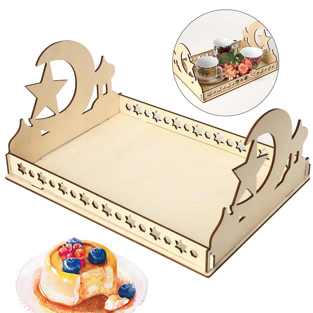 Bandeja de Postre Eid Artesanal de Madera Fiesta Islámica Ramadan Comida Repostería Servicio Estilo A
