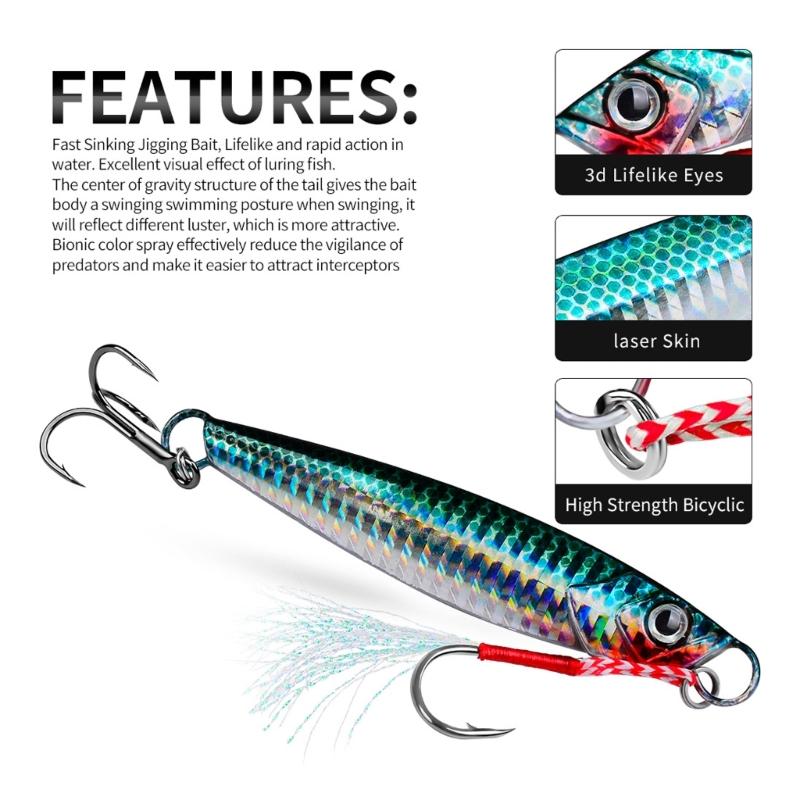 13g/30g/60g Jig Lure Saltwater Fishing Lures Fast Sinking Jigging Baits Fishing Lures Swimbait for Walleye