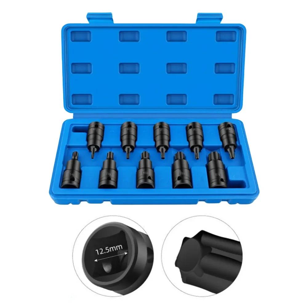 10pcs 1/2 Inch Hexagon Socket Adapter Head Screwdriver Bit Drive For T20-T70 Square Head Wrench Power Tool Accessories
