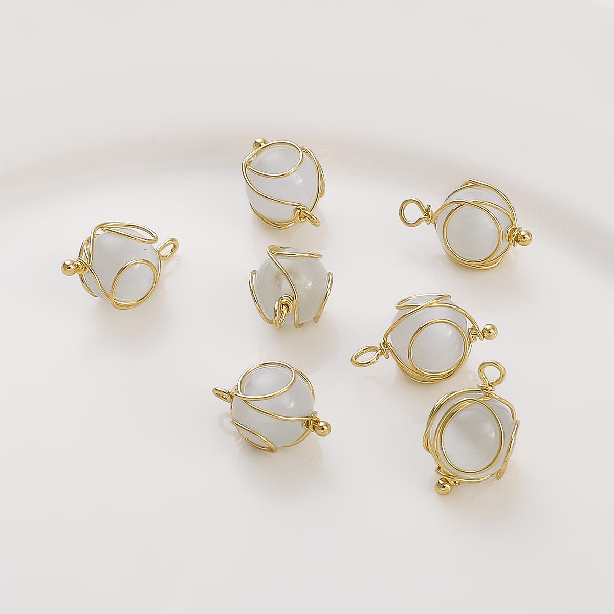 

1 шт., бусины ручной работы, 10 мм, «кошачий глаз», подвеска с латунной проволокой, подвеска для серег, ожерелья, изготовления ювелирных изделий 18x10mm 1pc/bag