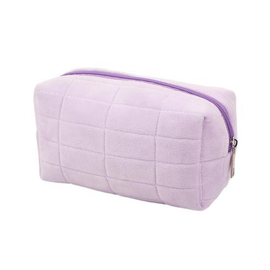 Plyšová kosmetická taštička Cestovní úložná taška na kosmetiku Přenosný kosmetický organizér na zip na štětce na make-up, pleťová mléka, služební cestu