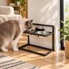 Iron Frame Elevated Dog Bowl Double Bowls Cat Bowl Stand Pet Feeder Raised Cat Bowl Holder  Indoor