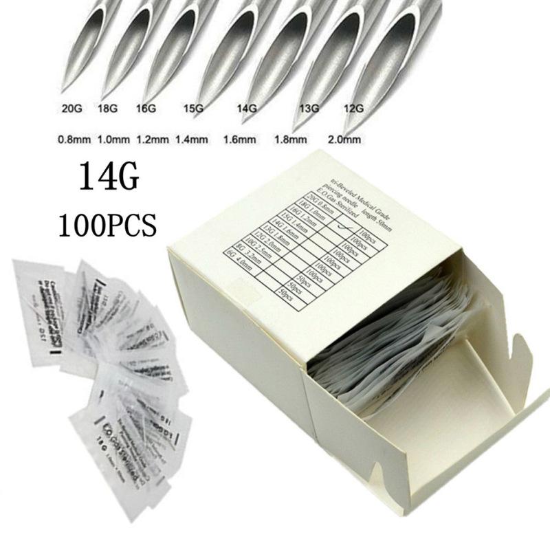 Buy 100Pcs 0.82.0mm Disposable Body Piercing Needles E.O.Gas