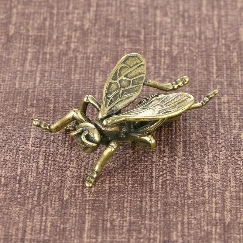 Figurine de albine insecte din alamă solidă, miniaturi, ceai pentru animale de companie, artizanat, colecție, ornamente mici pentru desktop, accesorii de decorare pentru casă