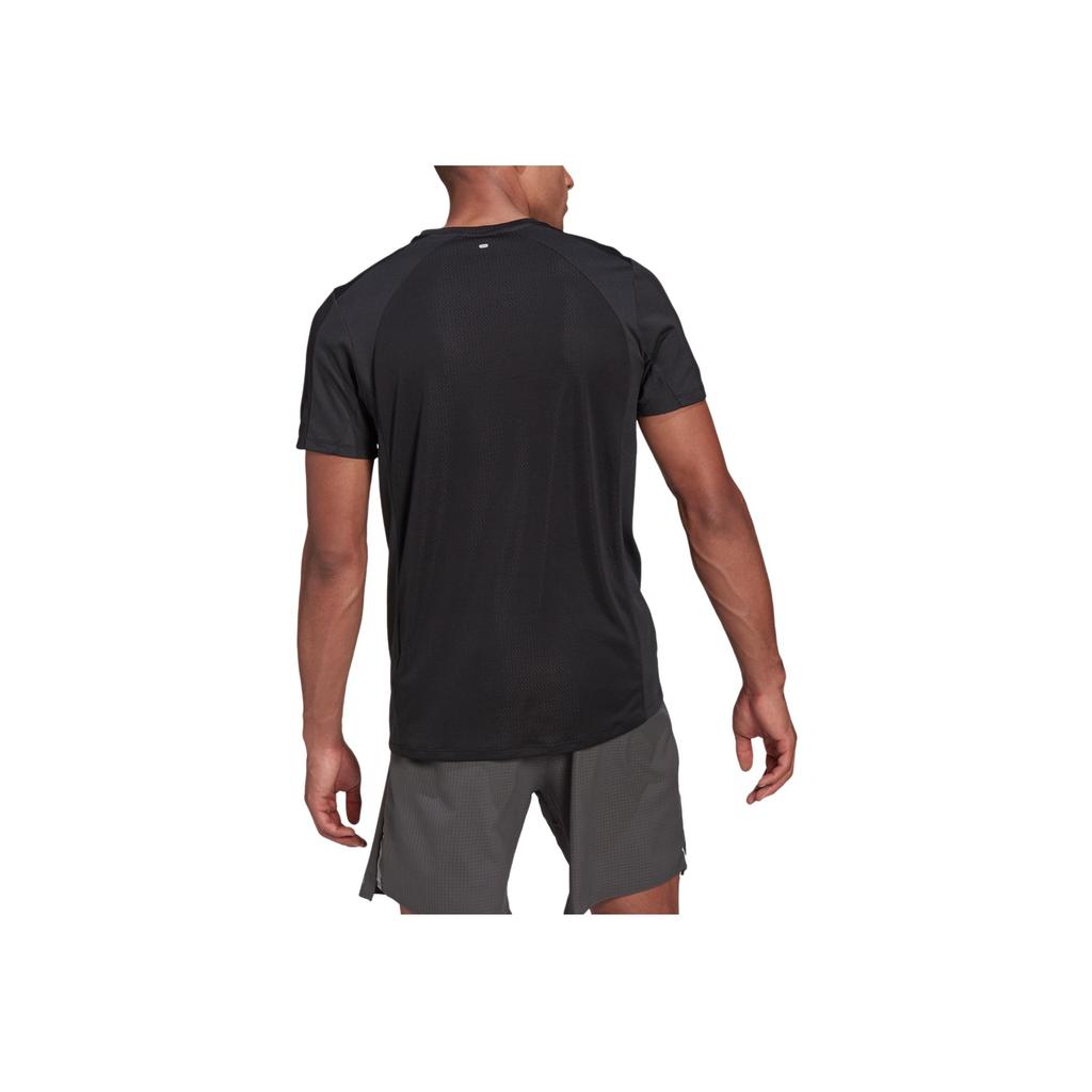 adidas Heat Rdy Reflective Logo Color Block Running Tee Men Tops Black GK4301
