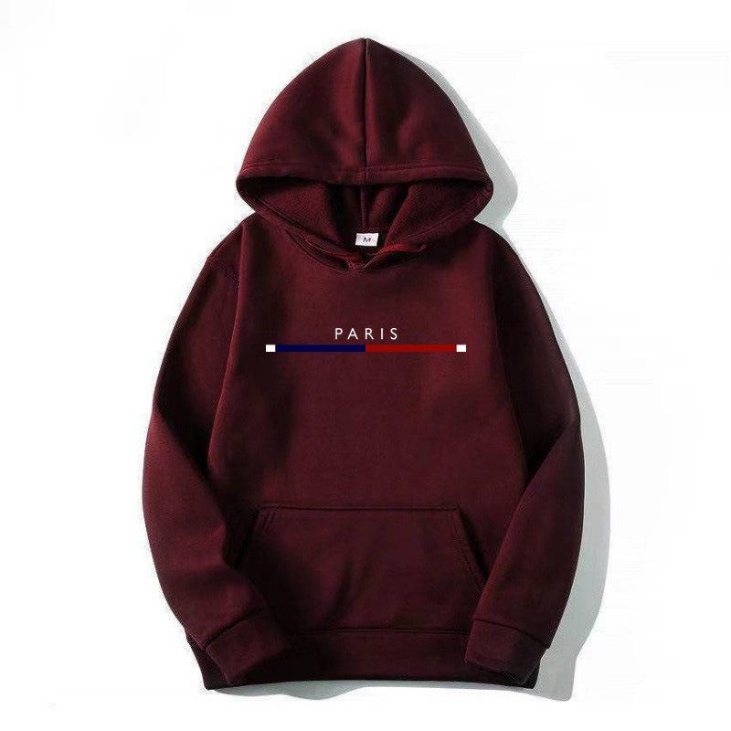 Men's Paris Print Unisex Hoodie: Velvet Sportswear, Fashion Streetwear, Casual Loose Fit, Breathable Pullover