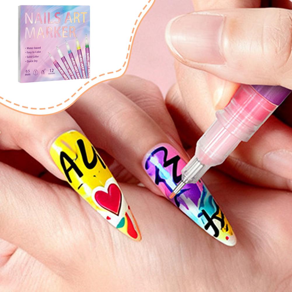 Manicure Painting Pen 12 Color Super Fine Nail Art Liner Dotting Brush Nail Art Accessories Drawing DIY Painting Drawing Tools