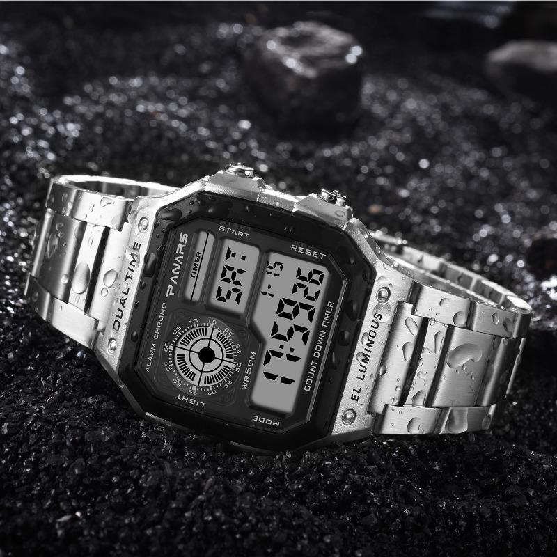 New Top Brand Square Classic Retro Waterproof Multifunctional Sports Electronic Watch Square Fashion Electronic Watch Luminous Alloy Watch