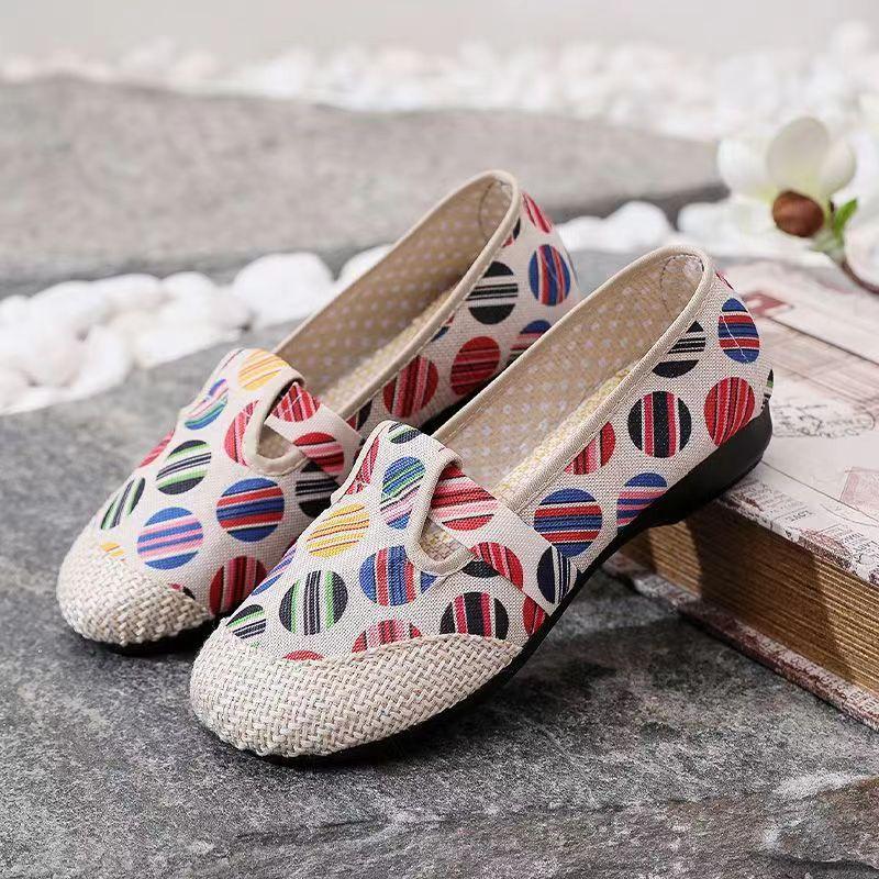 Fashion Ethnic - Print Beijing Cloth Flats | Breathable Slip - On, Anti - Slip Soft Sole, Ideal for Casual & Mom Styles