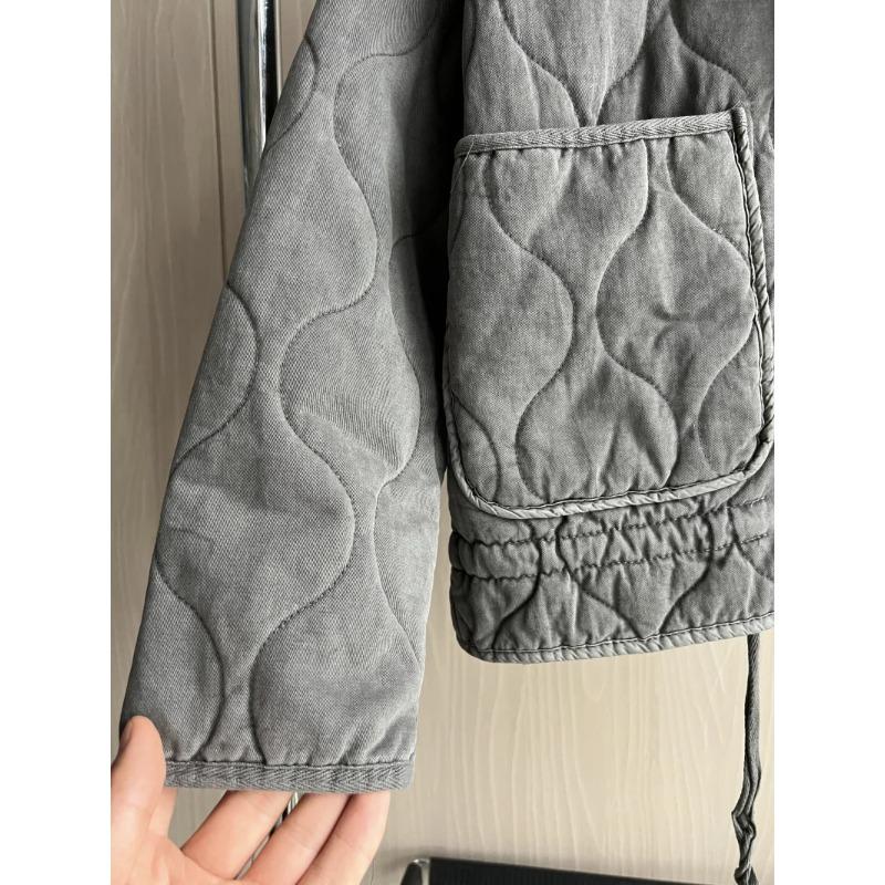 Women's Cotton Jacket New Arrival Vintage Lenzing Rayon High Collar Large Pocket Decorative Quilted Coat for Women