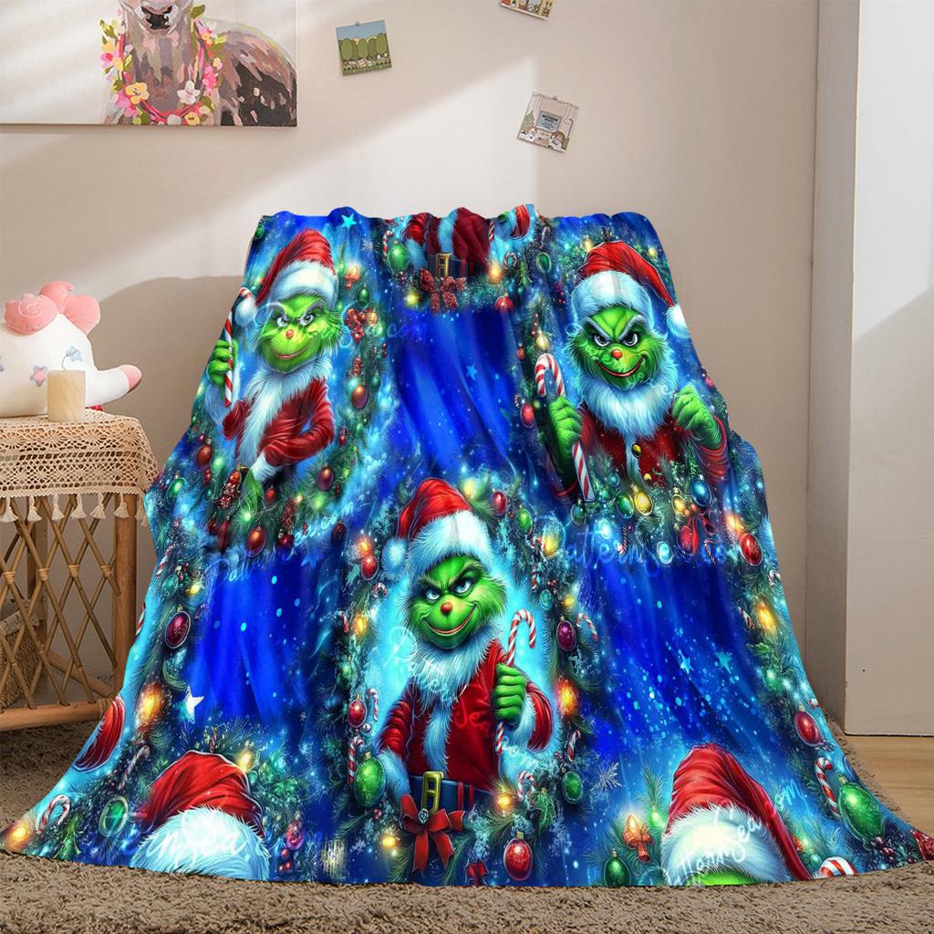 Christmas Gift Comedy Movie How the Grinch Stole Christmas Blanket Home Warming, Four Season Bed Decoration Sofa Cover Flannel Throwing Blanket K5