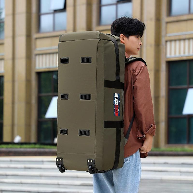Borsa da Viaggio Super Capiente 85/95cm con Ruote, Traspirante, Impermeabile, Tessuto Oxford, Borsa da Bagaglio, Può Contenere Piumino, Portatile per il Tempo Libero, Pieghevole, Borsa da Campeggio