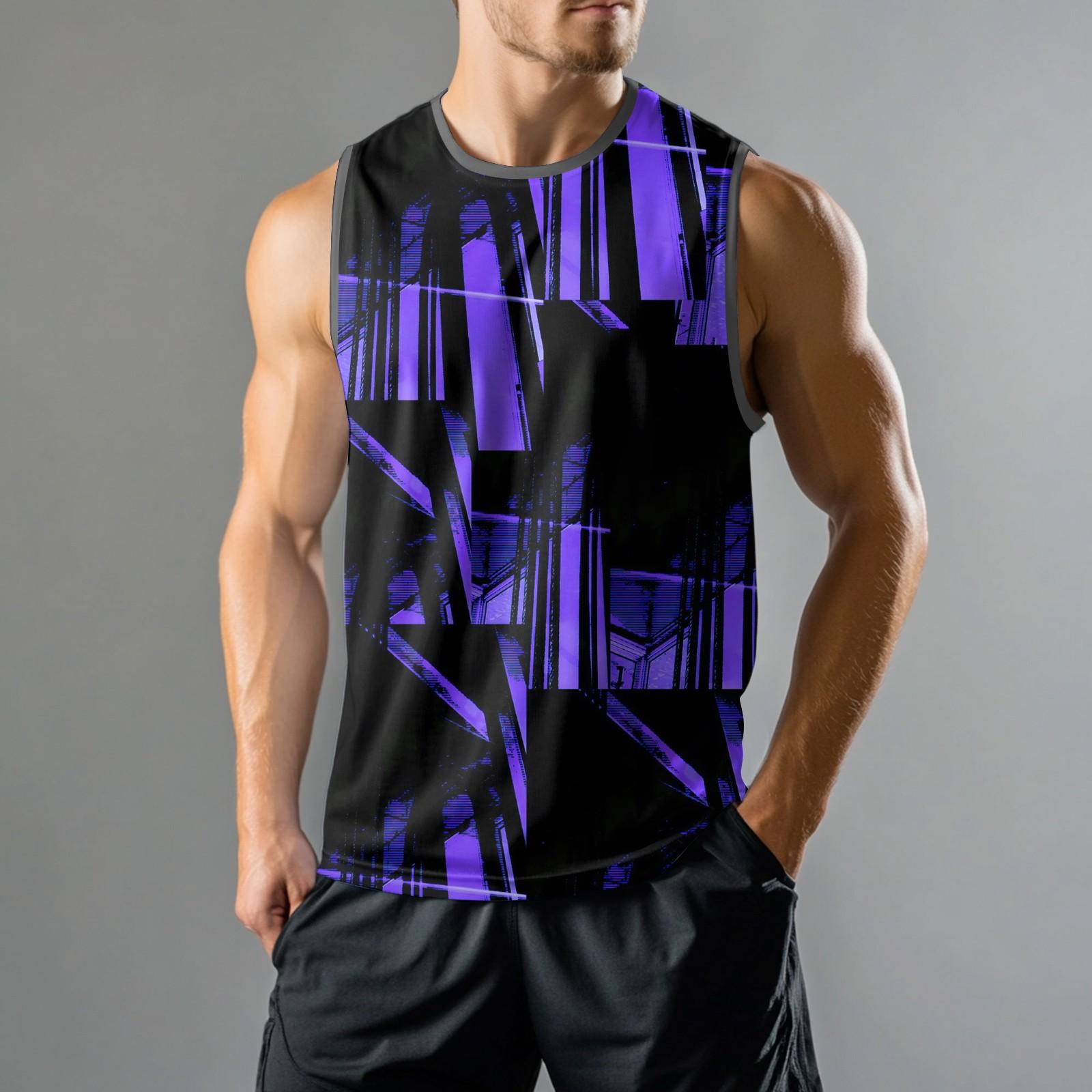 

Мужская мода принтованный спортивный повседневный жилет без рукавов L фиолетовый