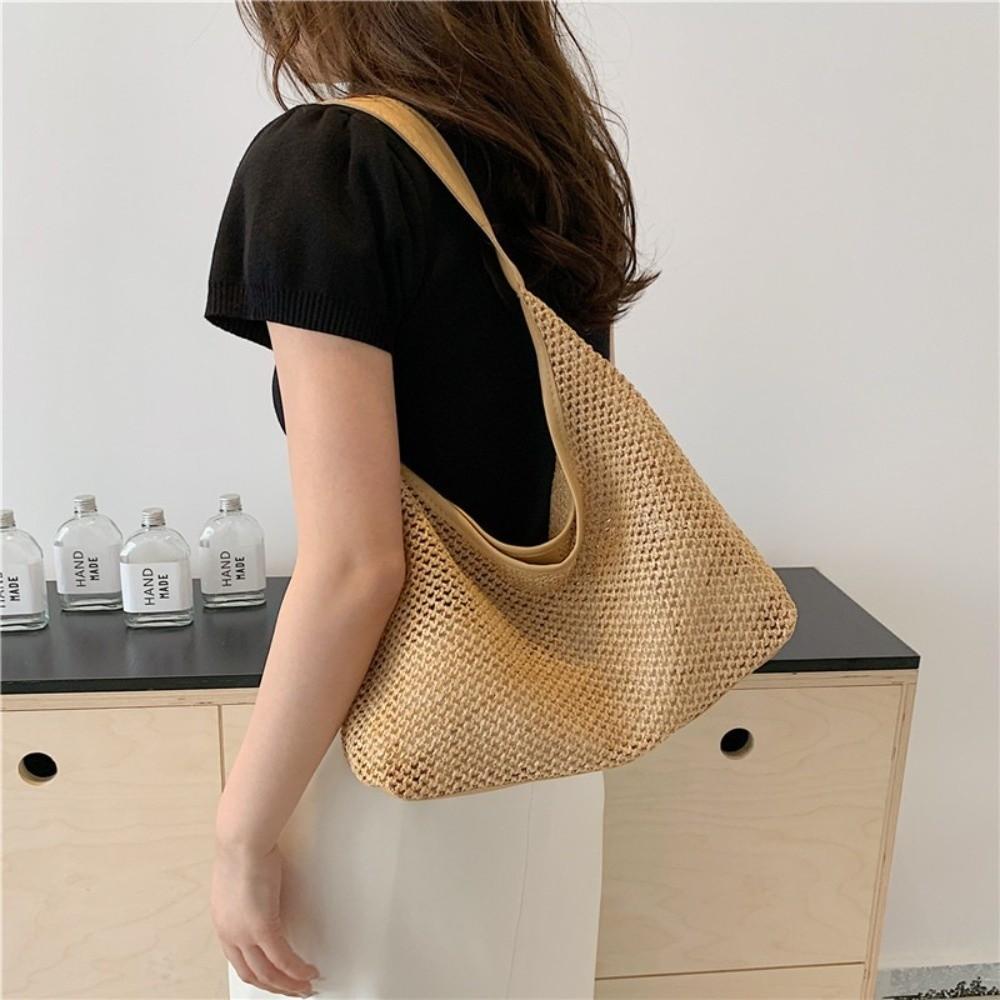 Bohemian Style Beach Handbag Handmade Shoulder Bag Cute Weave Straw Bag  Travel
