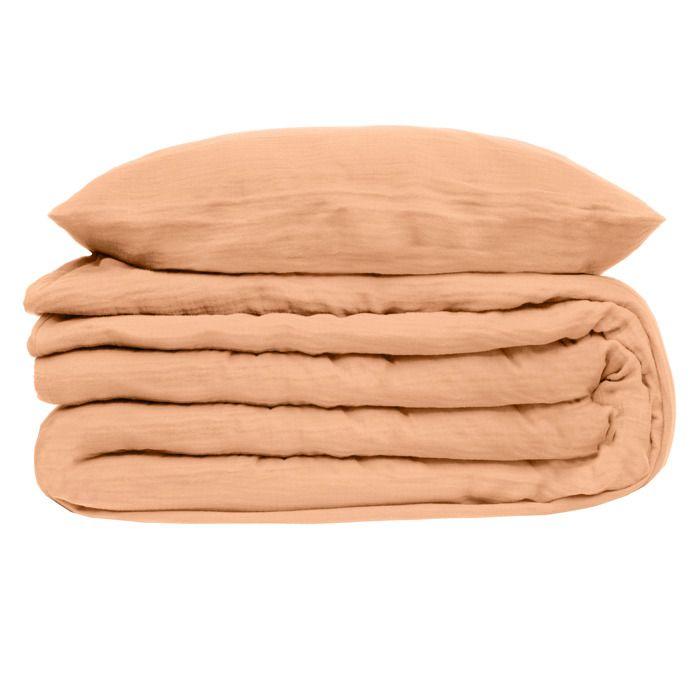 Housse De Couette Et Taies Double Gaze De Coton Doux Reve 220 X 240 Rose