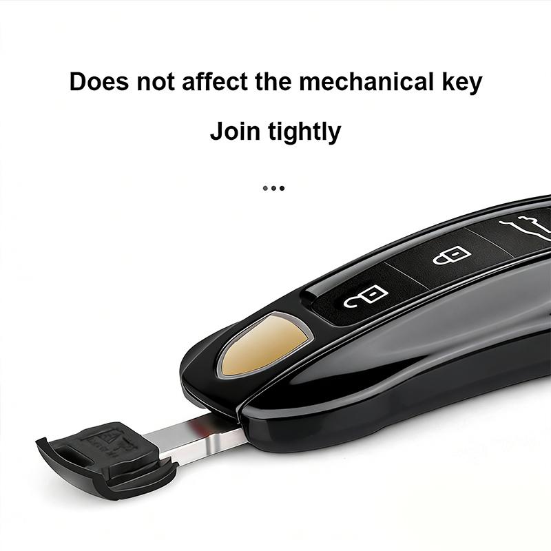Original Car Paint Surface Piano Black Car Key Shell For Porsche Panamera Cayenne 911 Macan 718 Key Cover Fob Holder Accessories