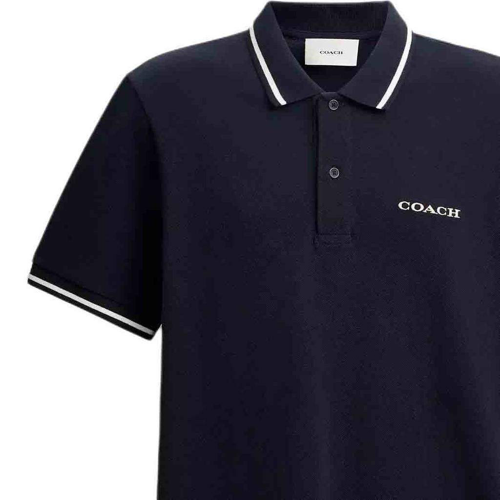 Coach Organic Cotton Striped Trim Short Sleeve Polo Shirt Men tops CBW44-RF2