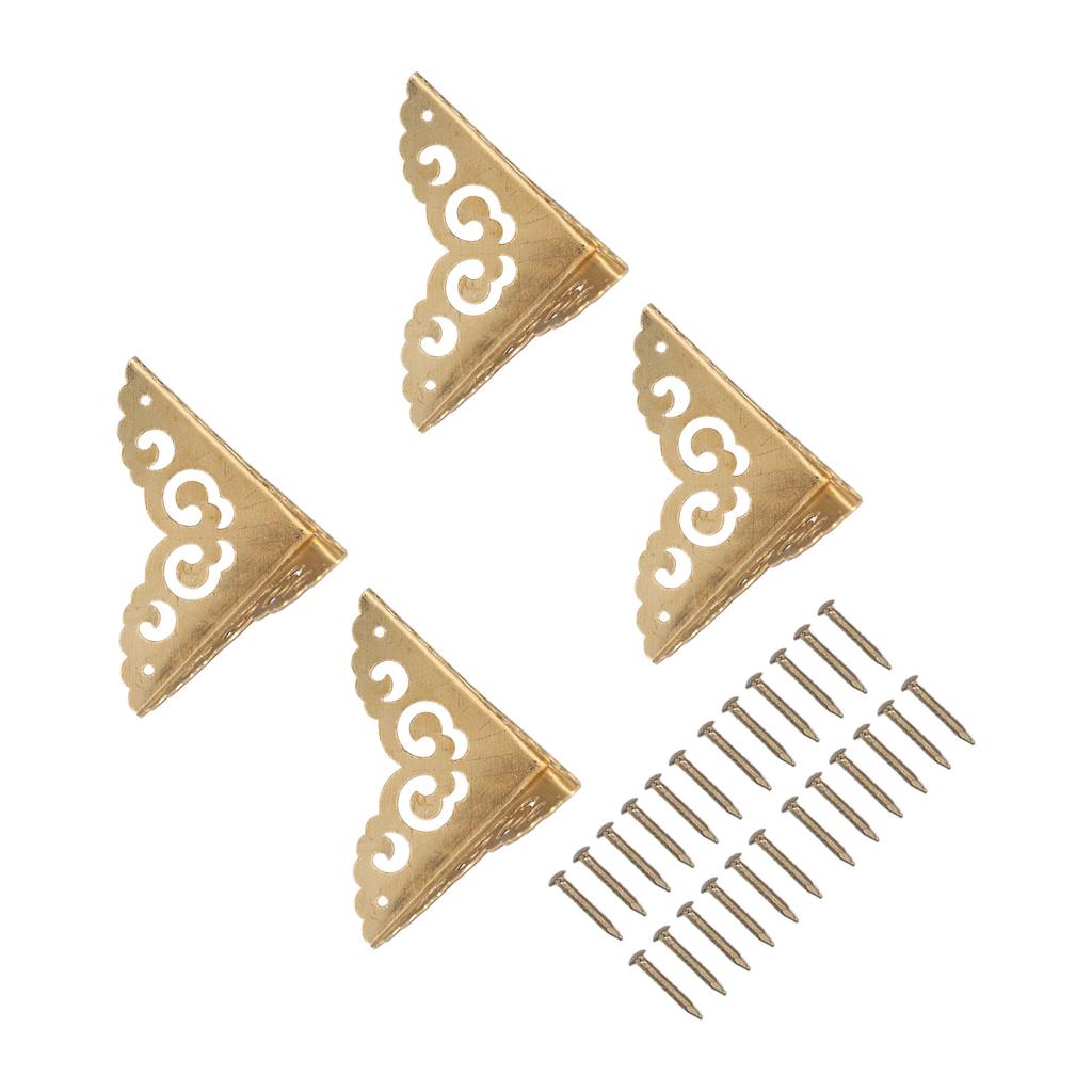 4pcs Brass Jewelry Box Corners Retro Cloud Totem 5cm Side Length High Strength Box Corner