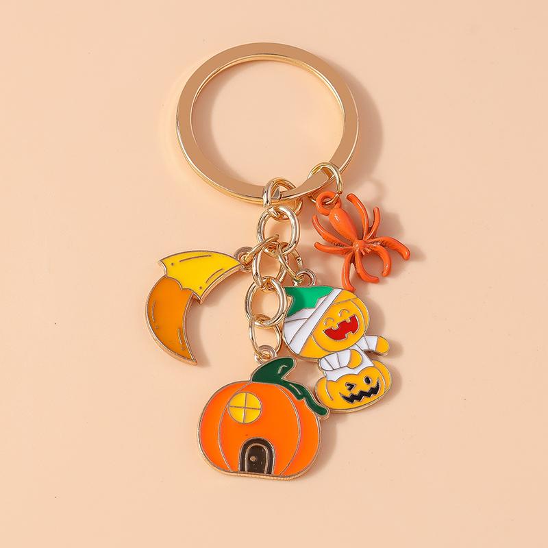 New Enamel Halloween Pumpkin Keychain Bat Ghost Key Rings Pendants for Car Key Holder Handbag Decor DIY Handmade Jewelry Gifts