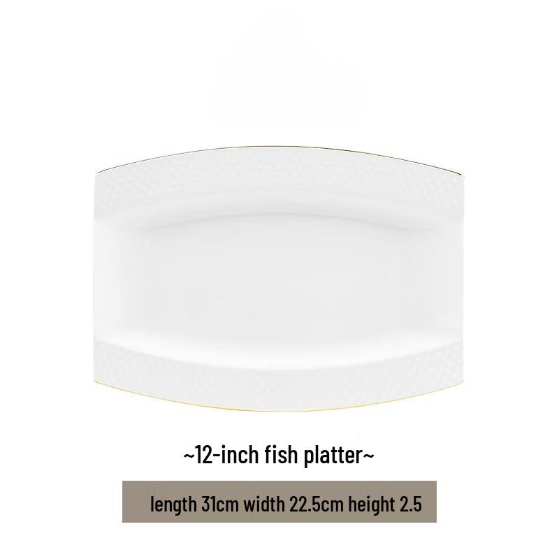 Wuhe Jingdezhen Hand-Painted Gold Ceramic Fish Plate