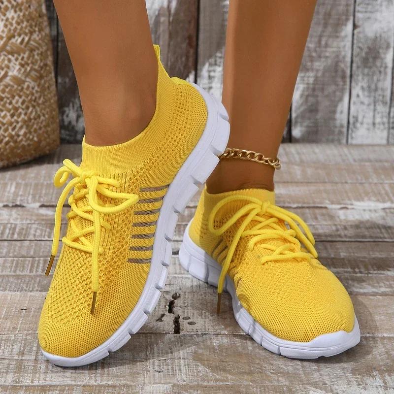 Summer Women Mesh Breathable Casual Shoes Woman Slip On Lightweight Sneakers Girl Lace Up Fashion Comfortable Walking Shoes