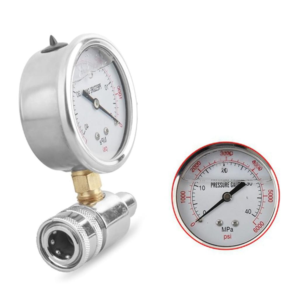 Upgraded Pressure Gauge Kit for Pressure Washer 3/8 Inches Quick Connect Power Washer Gauge Range 0-6000 PSI/0-40MPa