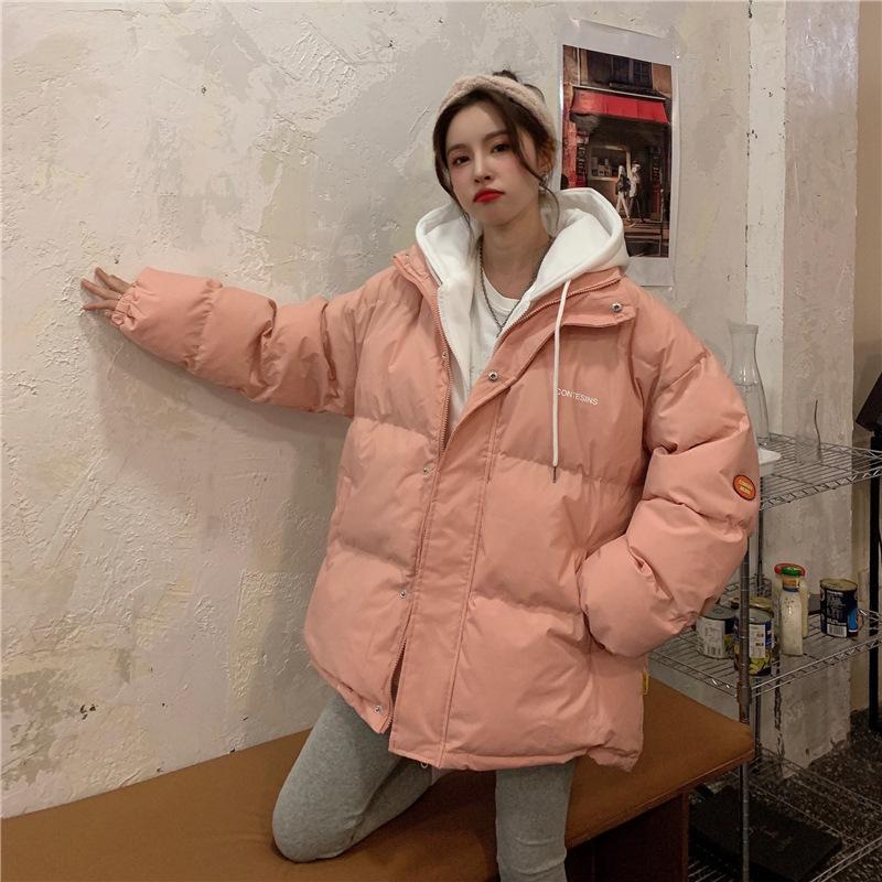 Autumn and Winter Down and Cotton Jackets, Women's Winter Clothing, Hooded Bread Jackets, Loose Cotton Jackets, Cotton Jackets, Outerwear